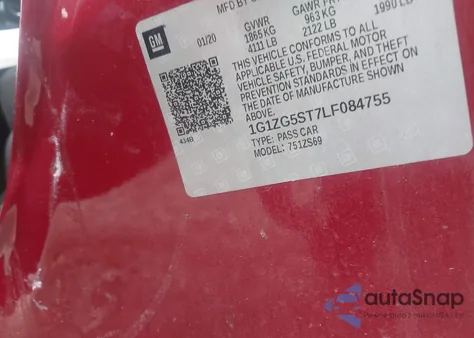 2020 Chevrolet Malibu Fwd Rs from USA, damaged, VIN 1G1ZG5ST7LF084755